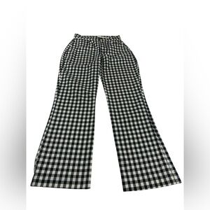 Free People Gingham Florence Crop Flare Pants XS Black White High Rise